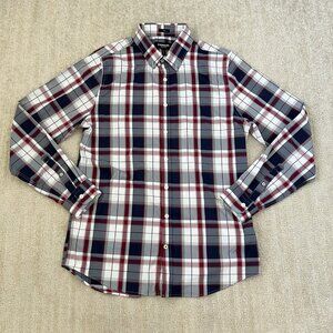 Express Performance Slim Fit Plaid Stretch Button Down Shirt M 15-15.5
